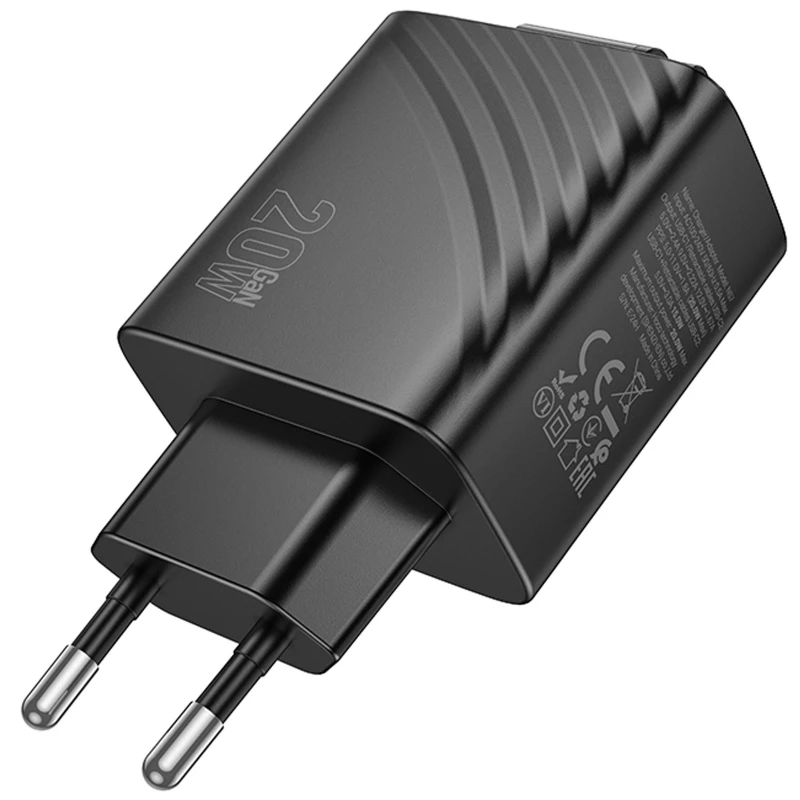 МЗП Hoco N57 Full PD20W with retractable cable Type-C (2USB-C) – Black. Фото 2 з 5