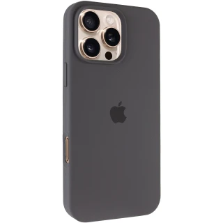 Чехол Silicone Case с закрытым низом для Apple iPhone 16 Pro — Серый / Dark Gray