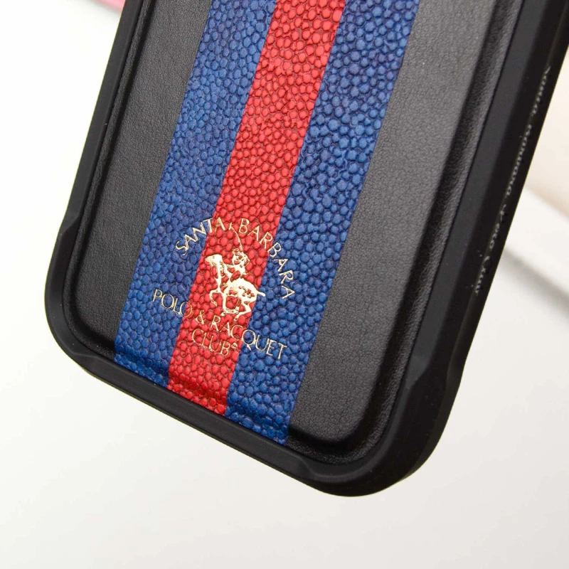 Кожаный чехол Polo Santa Barbara Barton для Apple iPhone 16 Pro Max – Black / Navy. Фото 11 из 12