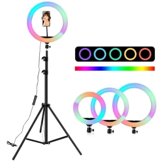 Кільцева LED лампа RGB MJ-36 92 диодов, 39 RGB, 3 крепления 36 см 14" фото 1 з 10