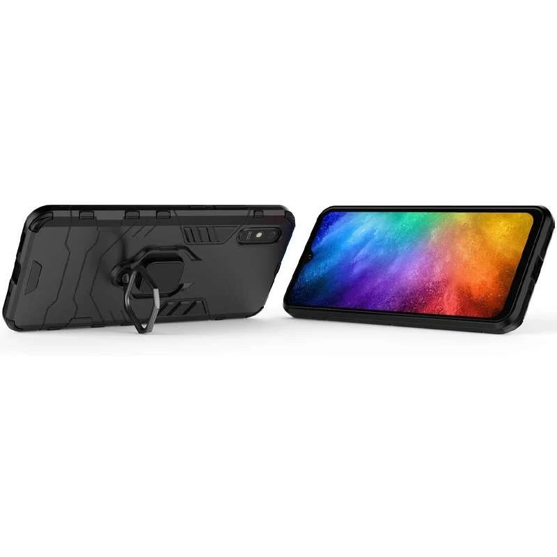 Протиударний чохол Transformer з кільцем на Xiaomi Redmi 9A – Чорний / Soul Black. Фото 4 з 5