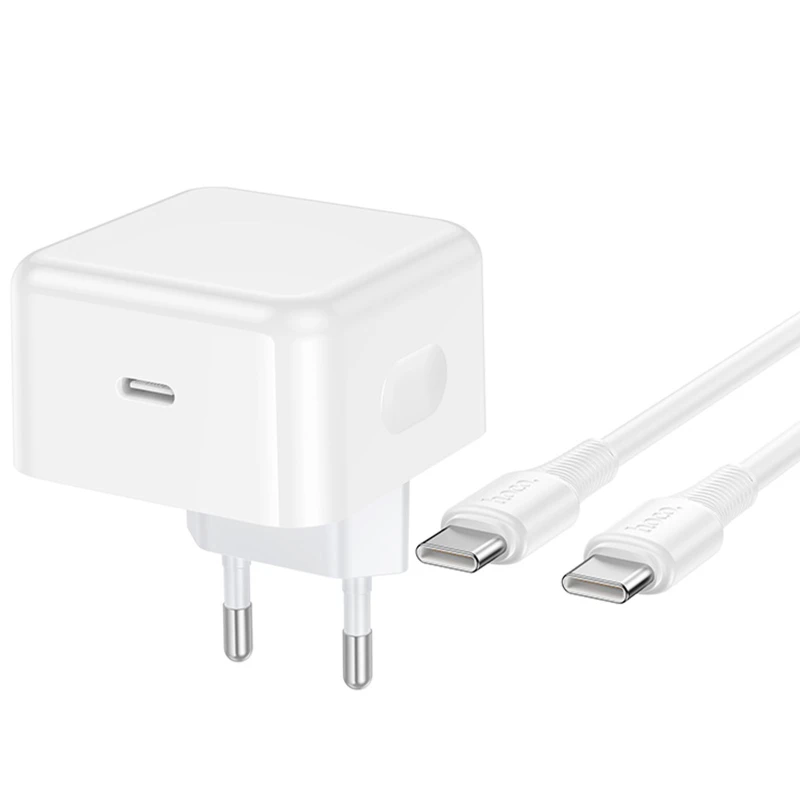СЗУ Hoco C161A Speed PD40W (1USB-C) + кабель Type-C to Type-C – White. Фото 2 из 6