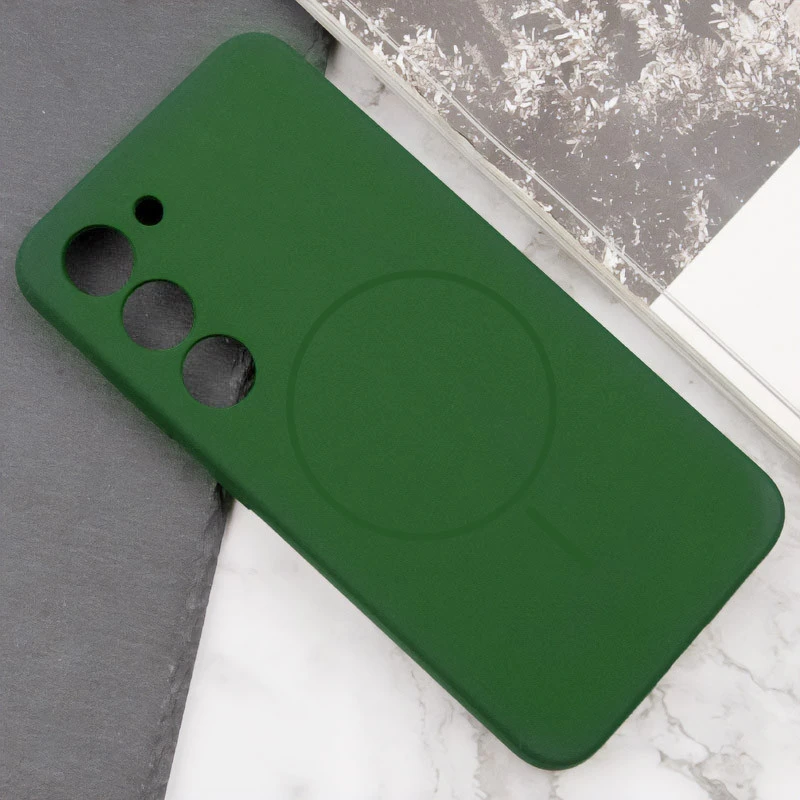 Чохол Silicone Cover Lakshmi Full Camera (AA) with Magnetic Fit для Samsung Galaxy S23 – Зелений / Dark green. Фото 4 з 8