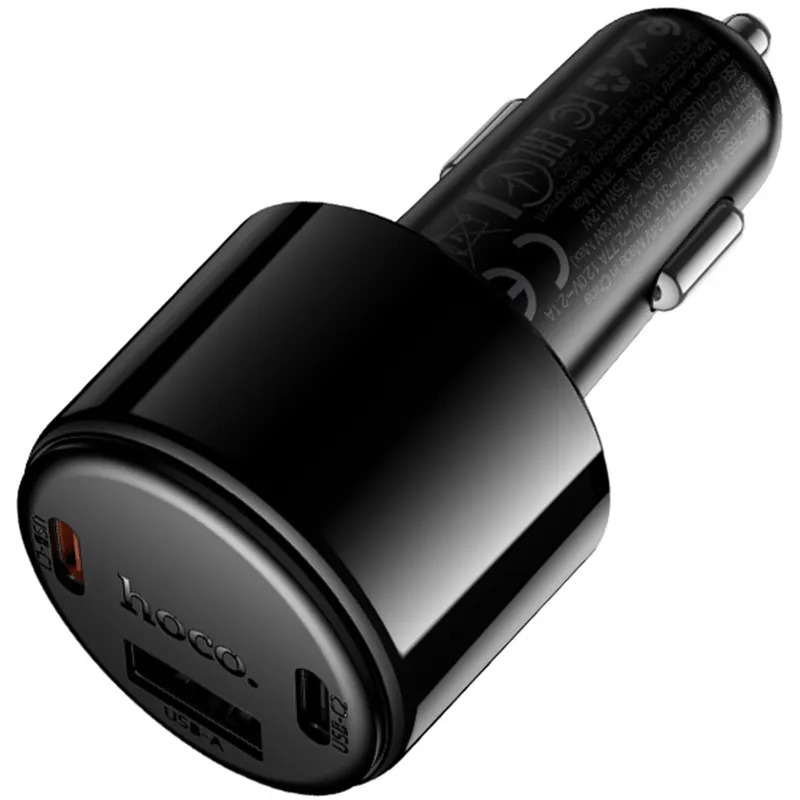 АЗП Hoco Z69A Vivido PD37W+QC3.0 (1USB-A/2C) – Black. Фото 3 з 6