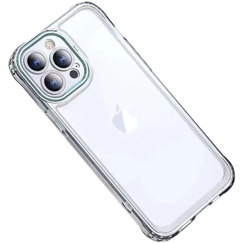TPU+PC чехол с цветной окантовкой камеры для Apple iPhone 13 Pro Max (6.7") – Прозрачный / Бирюзовый. Фото 2 из 4
