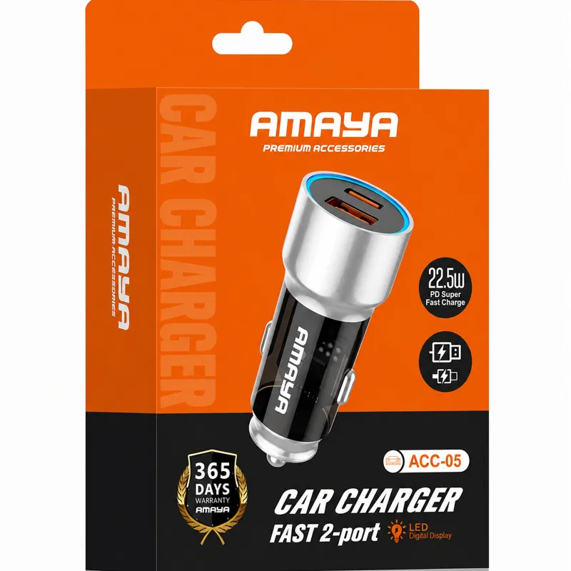 АЗУ Amaya ACC-05 PD22.5W+QC3.0 total 37.5W (1USB-A/1C) – Black. Фото 2 из 2
