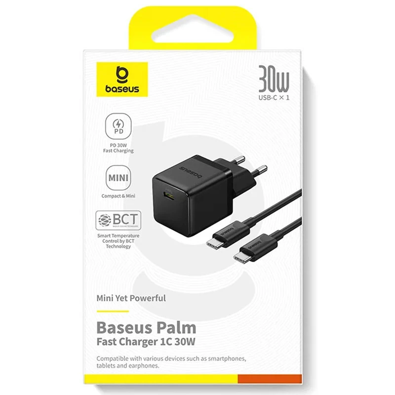 МЗП Baseus Palm Fast Charger 30W (1USB-C) + кабель Type-C to Type-C (P10111605113-01) – Cluster Black. Фото 6 з 6
