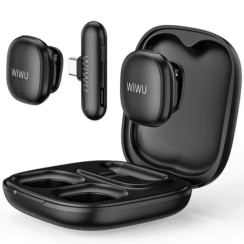 Петличный беспроводной микрофон WiWU Wi-WM006 AI Adaptive Noise Reduction Type-C – Black. Фото 2 из 6