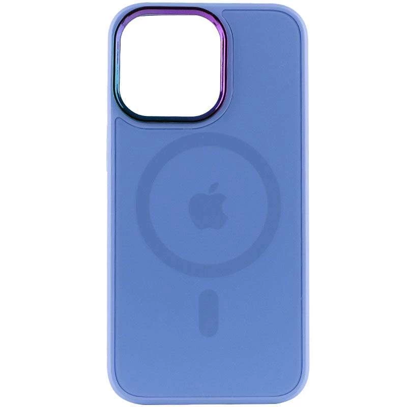 Силиконовый сапфирный чехол с MagSafe та скляною поверхнею на Apple iPhone 14 Pro (6.1") – Lilac Blue. Фото 2 з 7