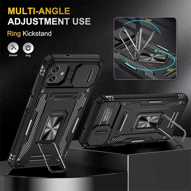 Ударостійкий чохол Square Ring зi шторкою на камеру на Samsung Galaxy A06 – Чорний / Black. Фото 2 з 6