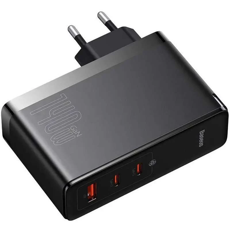 МЗП Baseus GaN5 Pro 2Type-C+USB 140W EU (with Type-C to Type-C 140W (1m)) (CCGP100201) – Black. Фото 3 з 6
