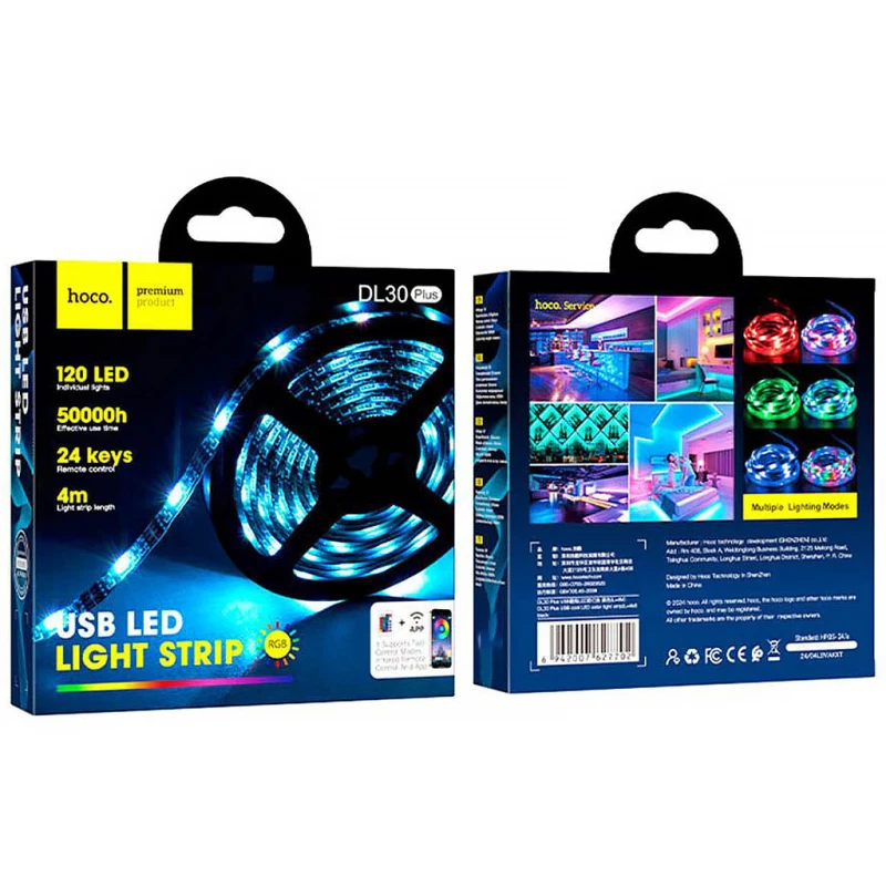 Светодиодная LED лента Hoco DL30 Plus + remote control (4m) – Black. Фото 4 из 4