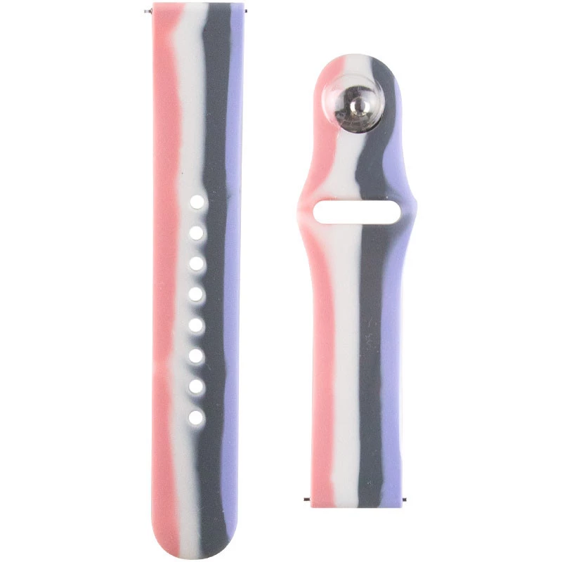 Силіконовий ремінець Rainbow для Smart Watch 20mm – Рожевий / Бузковий. Фото 1 з 2