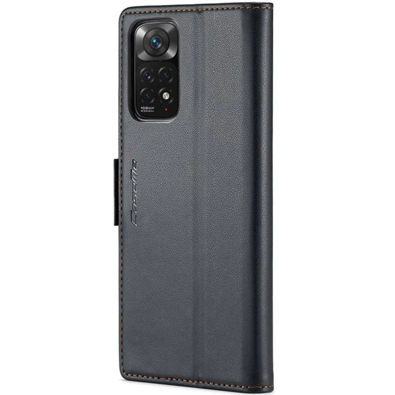 Шкіряний чохол-книжка CaseMe Nappa leather для Xiaomi Redmi Note 11 (Global) / Note 11S – Black. Фото 2 з 10