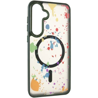 Чехол абстракция рисования с MagSafe для Samsung Galaxy S25 — Dark green