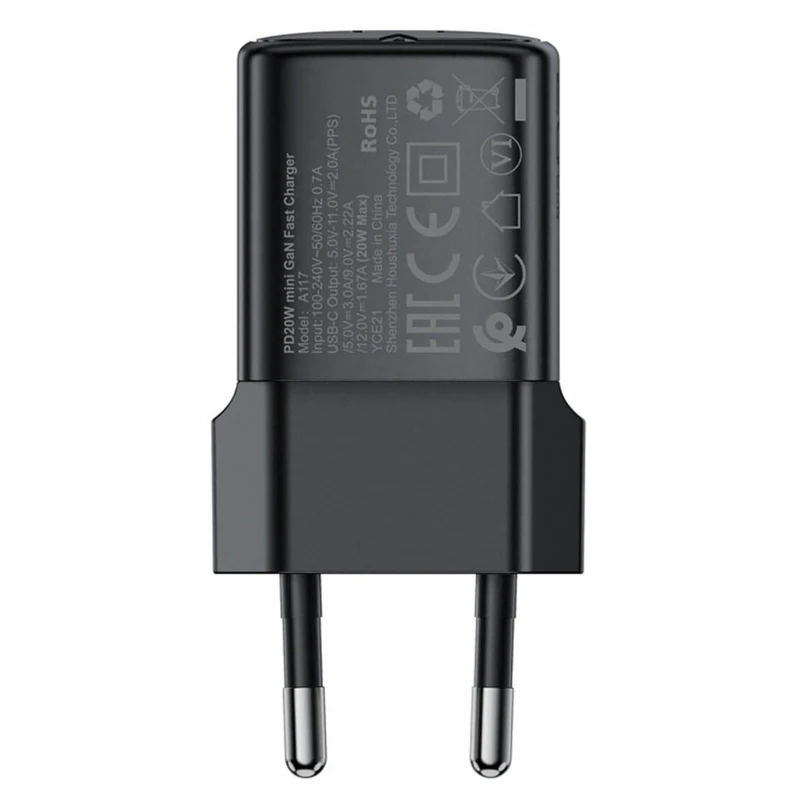 СЗУ Acefast A117 mini PD20W GaN (1USB-C) – Black. Фото 2 из 6
