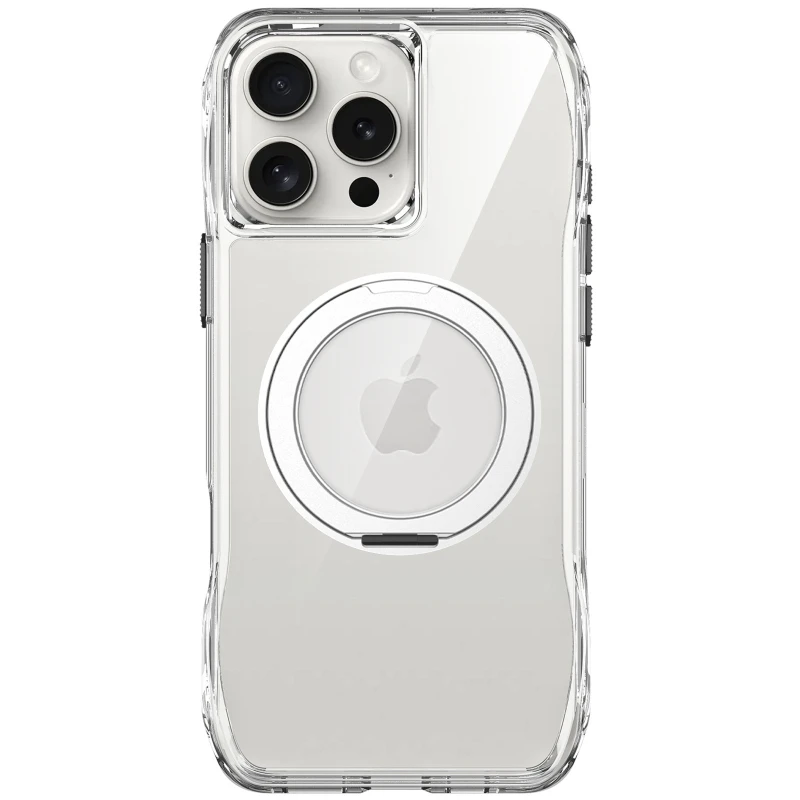 TPU+PC чехол Space Octagon MagSafe with aluminium ring для Apple iPhone 16 Pro – silver. Фото 2 из 3