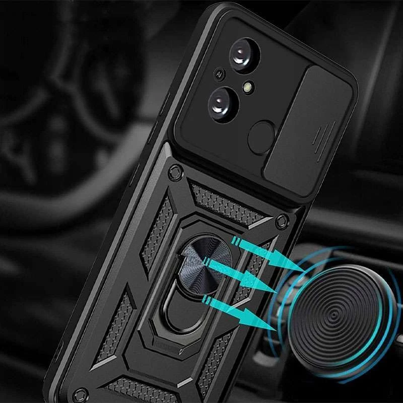 Ударопрочный чехол Serge Ring с защитой камеры для Xiaomi Redmi 12C / Poco C55 – Черный. Фото 2 из 3