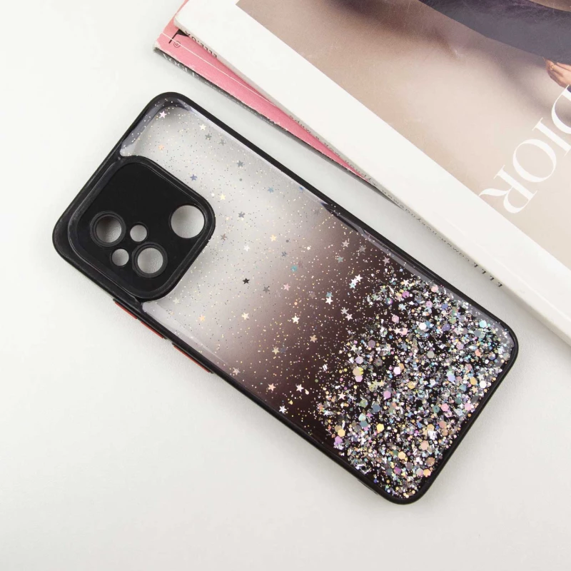 Чохол з блискітками та захистом камери на Xiaomi Redmi 12C / Poco C55 – Чорний. Фото 4 з 9