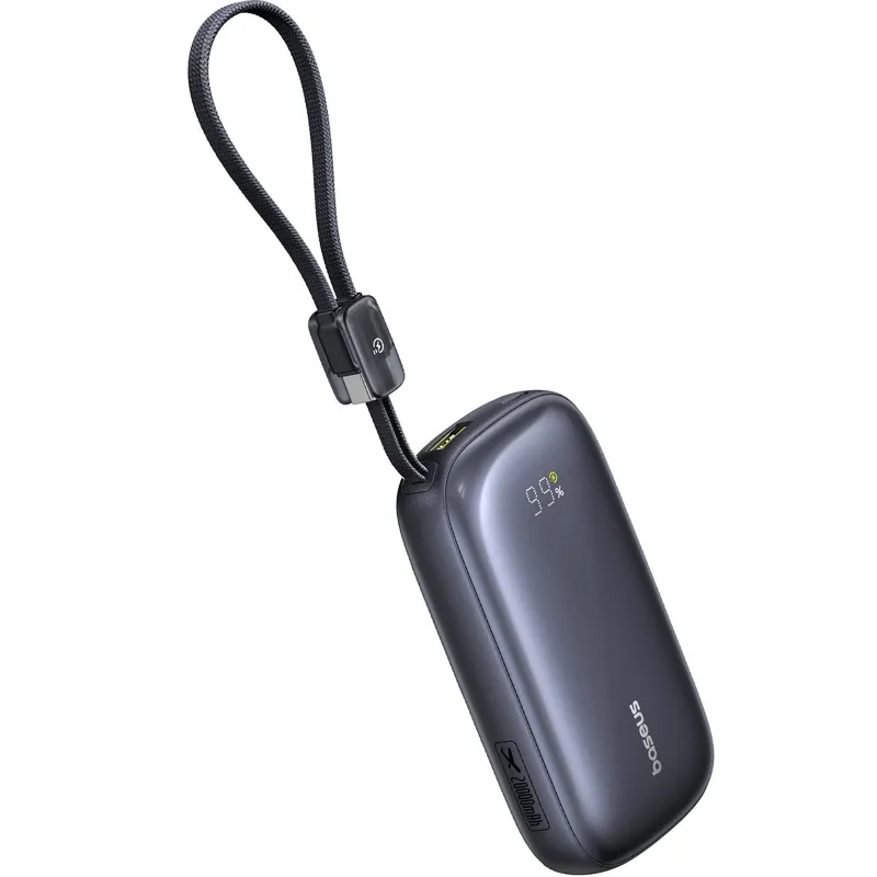 Портативний ЗП Power Bank Baseus EnerFill FC21 Qpow 3 Ultra 22.5W with cable 20000 mAh (PPFLS) – Cosmic Black. Фото 2 з 3