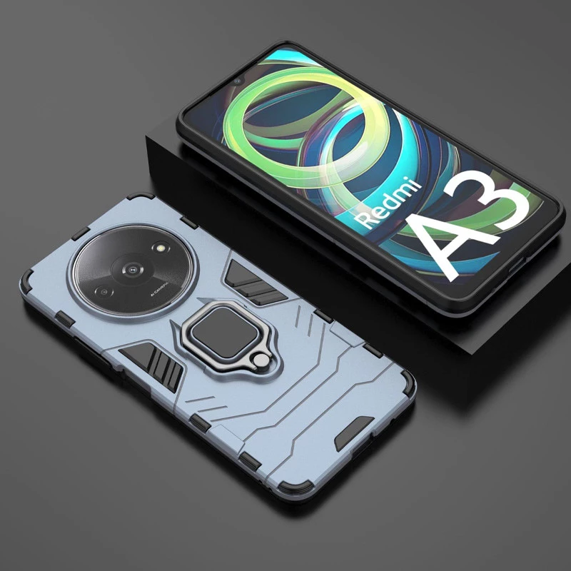 Протиударний чохол Transformer з кільцем на Xiaomi Redmi A3 – Сірий / Metal slate. Фото 2 з 4