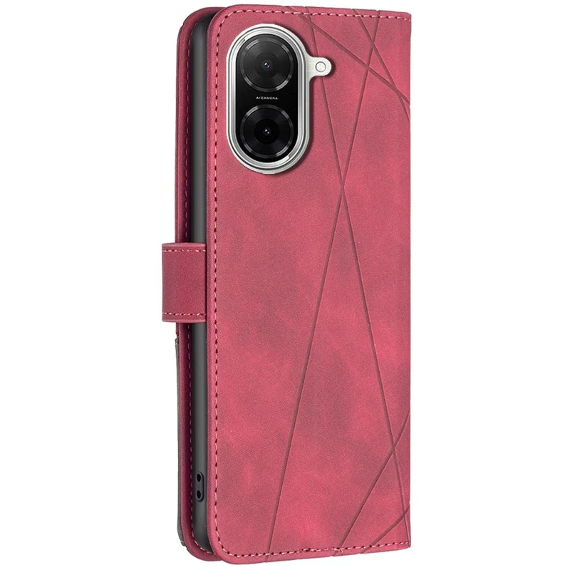 Шкіряний чохол-книжка Geometric Pattern для Xiaomi POCO X8 Pro – Red. Фото 2 з 4