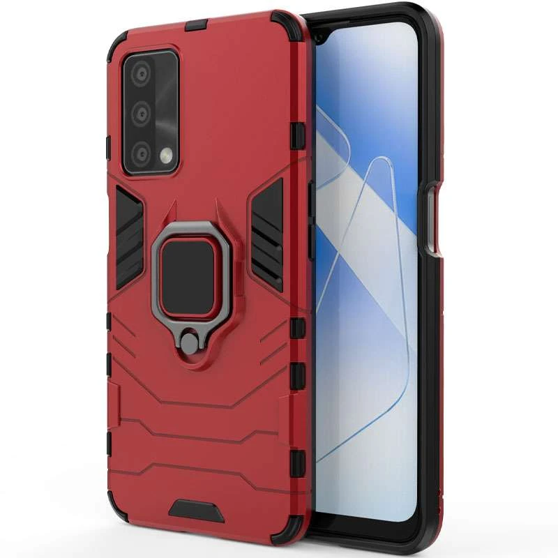 

Протиударний чохол Transformer з кільцем на Oppo A74 4G (Червоний / Dante Red)