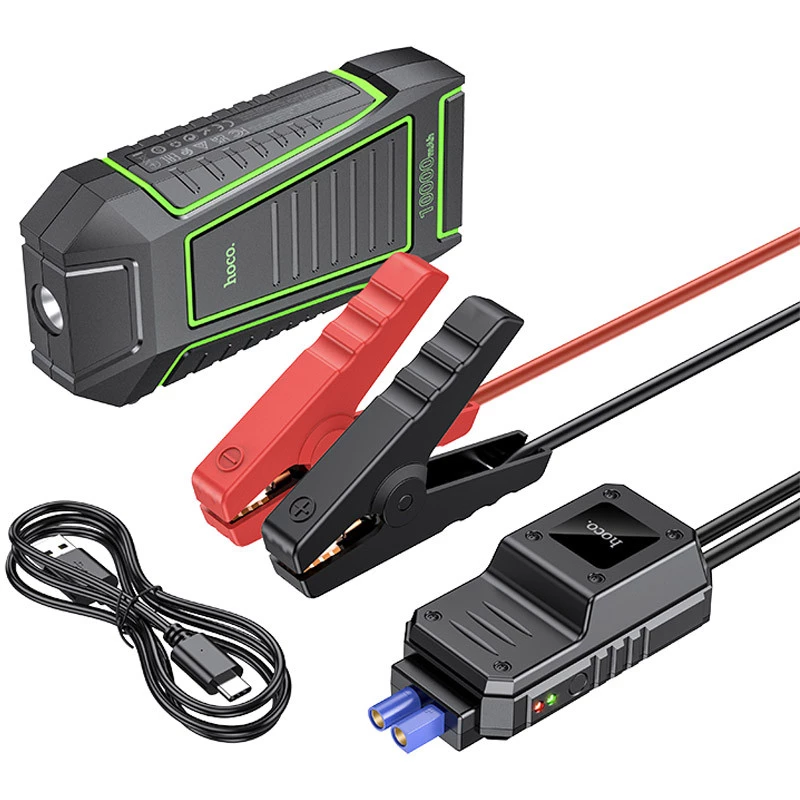 Пусковое пристрій (бустер) для автомобіля Hoco QS1 Spring Car Jump Starter 10000 mAh – Black. Фото 6 з 8