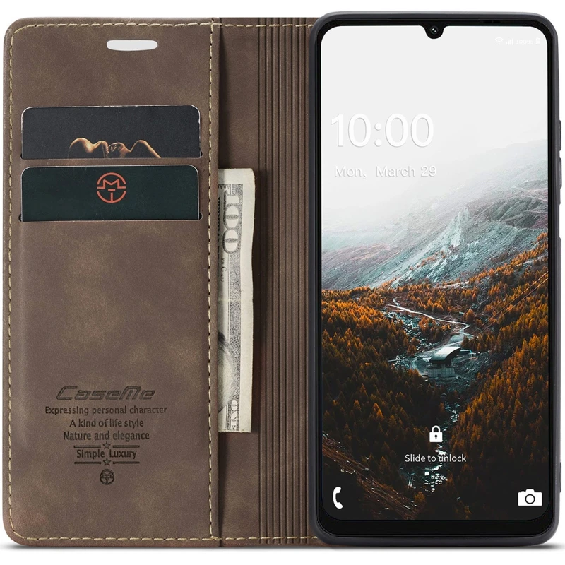 Шкіряний чохол-книжка CaseMe Velvet Nubuck для Samsung Galaxy A07 – Coffee. Фото 4 з 5