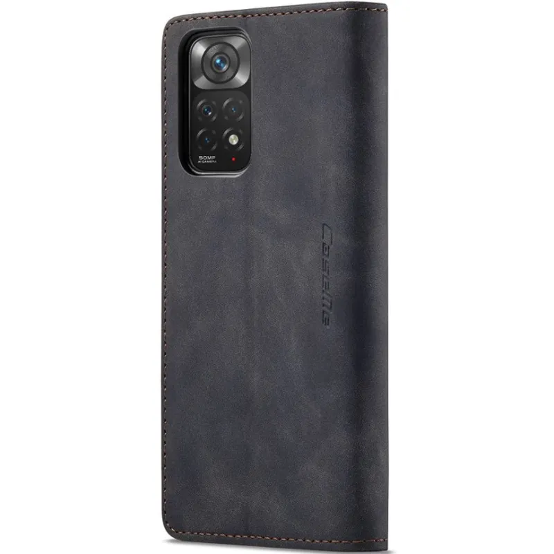 Кожаный чехол-книжка CaseMe Velvet Nubuck для Xiaomi Redmi Note 11 (Global) / Note 11S – Black. Фото 5 из 6
