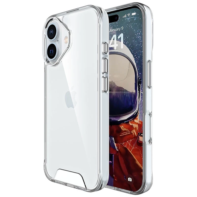 Силиконовый чехол Space Case для Apple iPhone 16 – Прозрачный. Фото 4 из 8