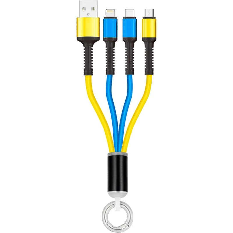 Дата кабель Gelius Pro Splitter GP-UC130 3in1 (0.2m) – Yellow / Blue. Фото 1 из 2