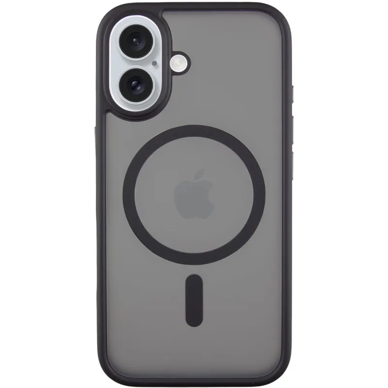 TPU+PC чехол Metal Buttons with Magnetic Fit для Apple iPhone 16 – Черный / Black. Фото 1 из 8