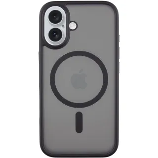 TPU+PC чехол Metal Buttons with Magnetic Fit для Apple iPhone 16 — Черный / Black