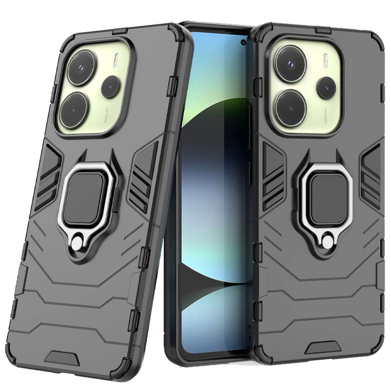 Протиударний чохол Transformer з кільцем на Xiaomi Redmi Note 14 5G – Чорний / Soul Black. Фото 5 з 7