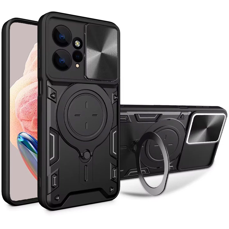 

Ударостійкий чохол Bracket Ringstand із захисною шторкою для камери на Xiaomi Redmi Note 12 4G (Black)