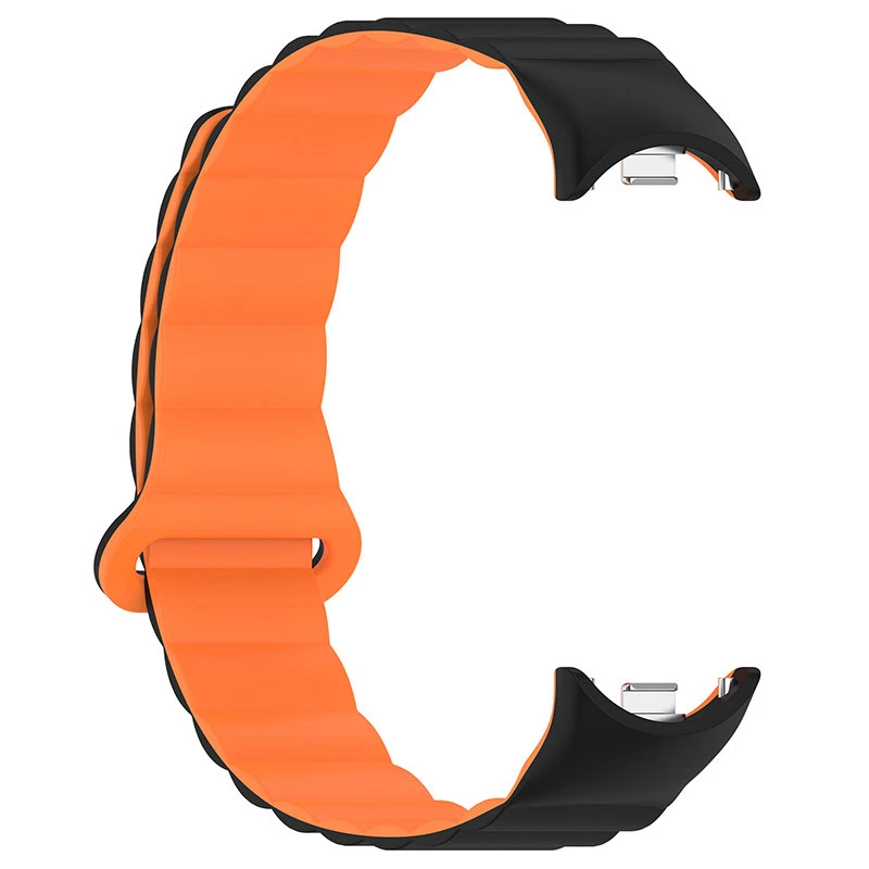 Ремінець Dual-color Magnetic для Xiaomi Mi Band 9/8 – Black / Orange. Фото 6 з 9