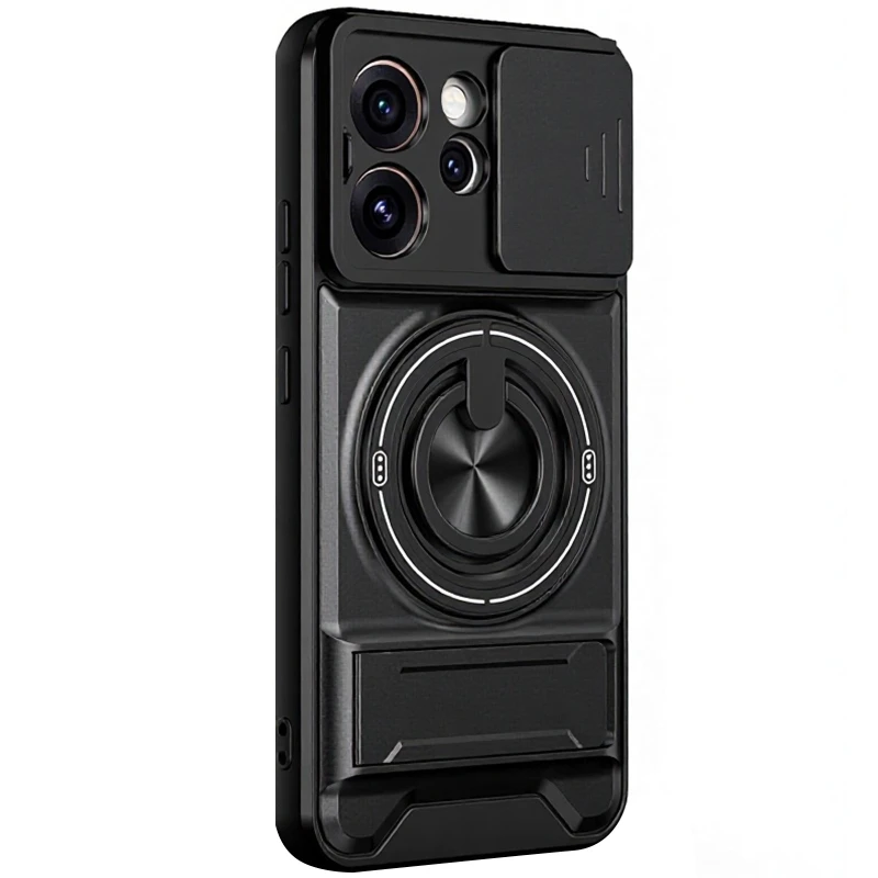 Ударостійкий чохол Camshield StandRing case для Oppo Reno 14F – Black. Фото 1 з 4