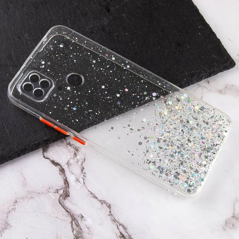 Чохол з блискітками та захистом камери на Xiaomi Redmi 10C – Прозорий. Фото 5 з 5