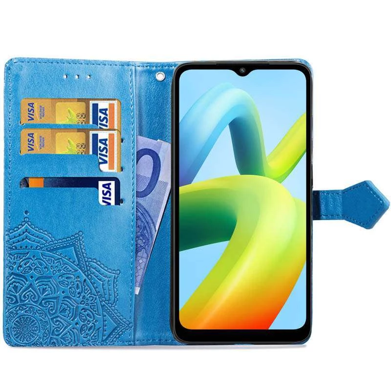 Кожаный чехол-книжка Art Case с визитницей для Xiaomi Redmi A1 / A2 – Синий. Фото 2 из 5