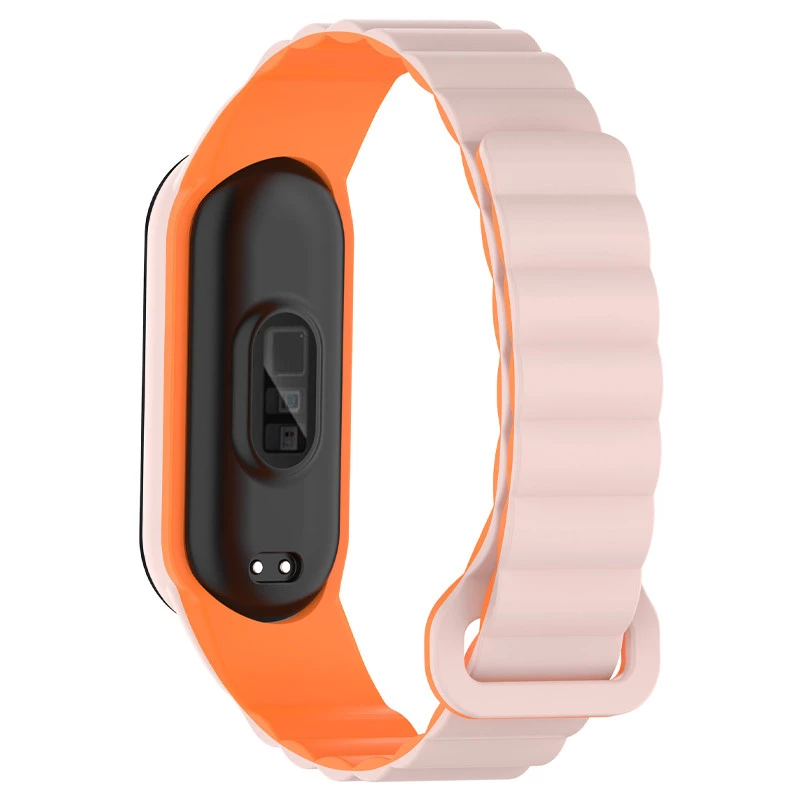 Ремінець Dual-color Magnetic для Xiaomi Mi Band 7/6/5/4/3 – Light Pink / Orange. Фото 2 з 4