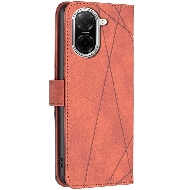 Шкіряний чохол-книжка Geometric Pattern для Xiaomi POCO X8 Pro – Brown. Фото 2 з 4