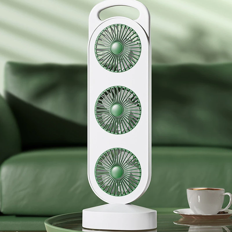 Настольный вентилятор Three Head Fan 1200 mAh – Green. Фото 2 из 8