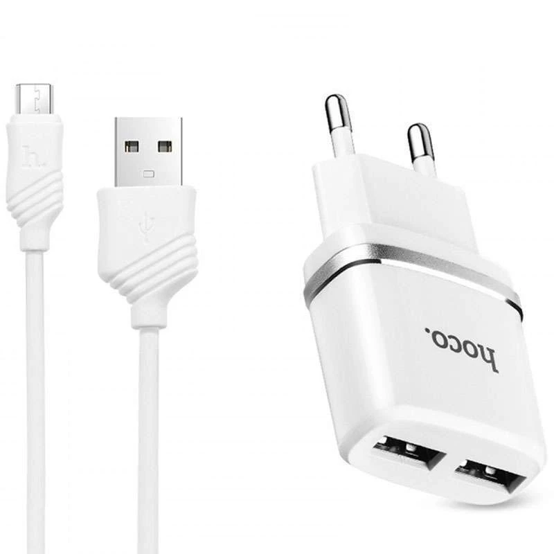 

МЗП Hoco C12 Charger + Cable (Micro) 2.4A 2USB (Білий)