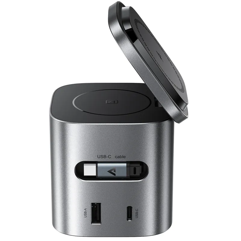 БЗУ Acefast Z9 6in1 35W GaN + СЗУ 45W – Metal grey. Фото 5 из 7