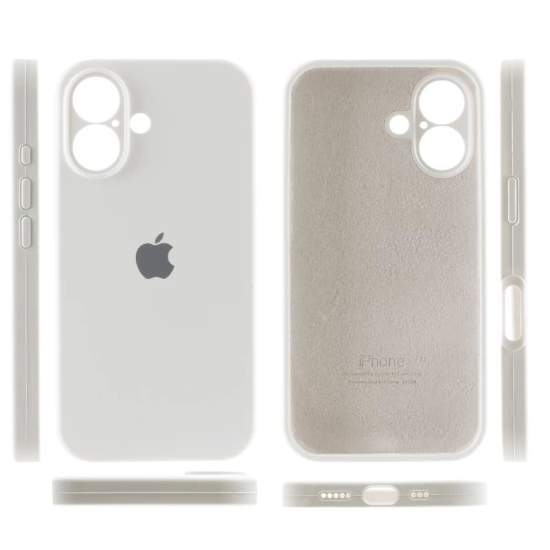Чехол Silicone Case с защитой камеры для Apple iPhone 16 – Белый / White. Фото 5 из 7