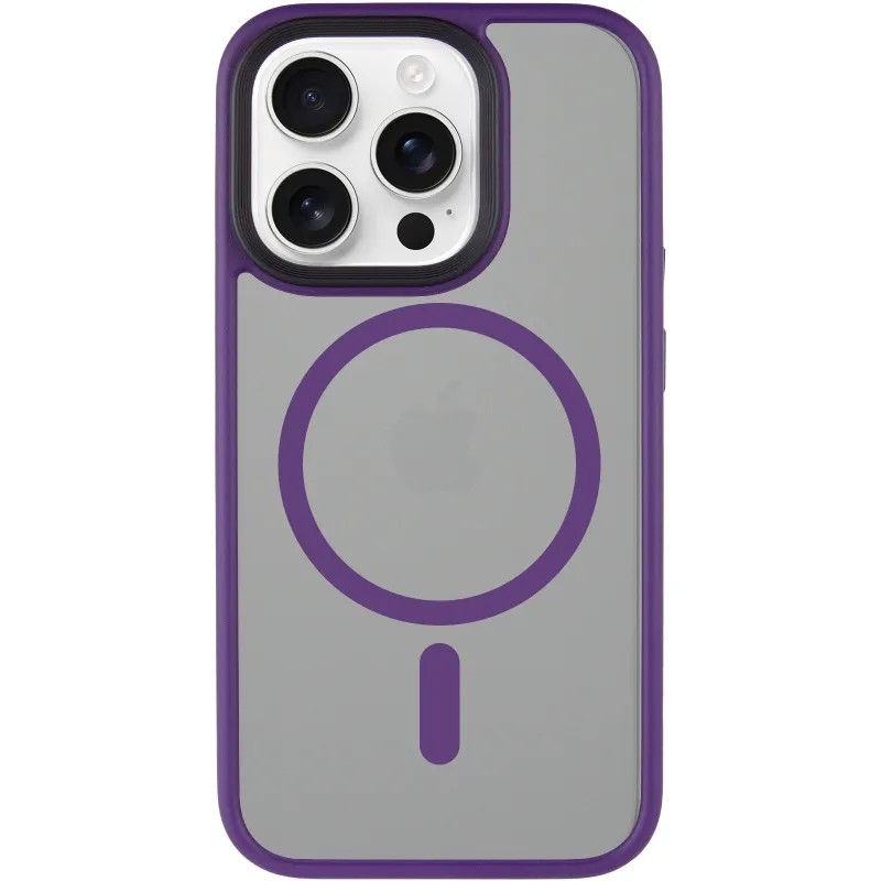 TPU+PC чехол Metal Buttons with Magnetic Fit для Apple iPhone 14 Pro Max (6.7") – Темно-фиолетовый / Dark Purple. Фото 3 из 6