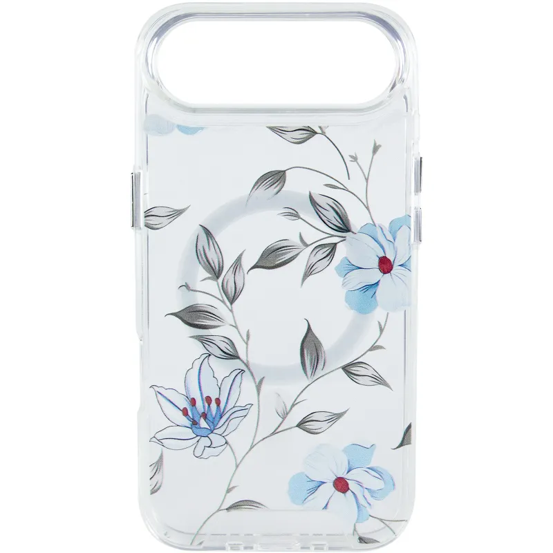 TPU+PC чохол Clear Garden with MagSafe для Apple iPhone 17 Air (6.5") – Blue Blossom. Фото 3 з 7