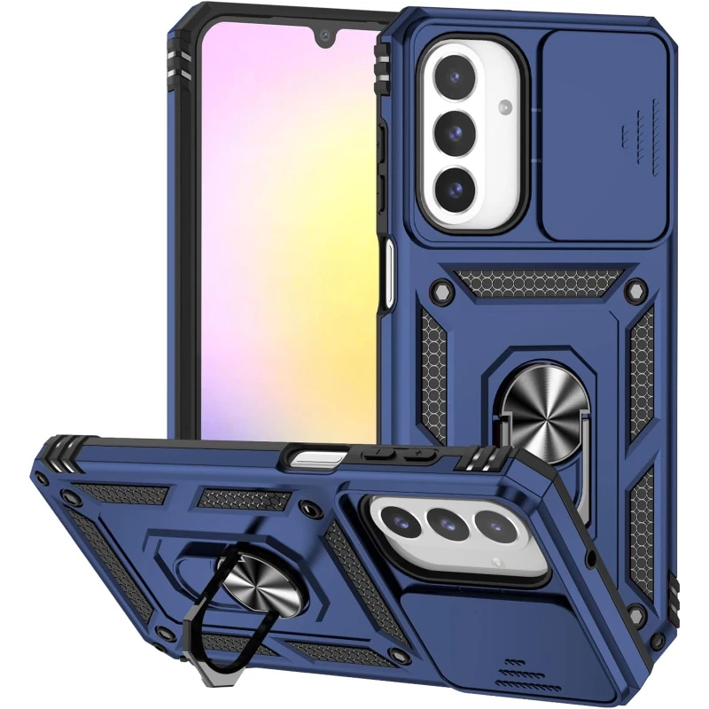 Протиударний чохол Serge Ring з кільцем на Samsung Galaxy A26 5G – Темно-синій. Фото 1 з 3