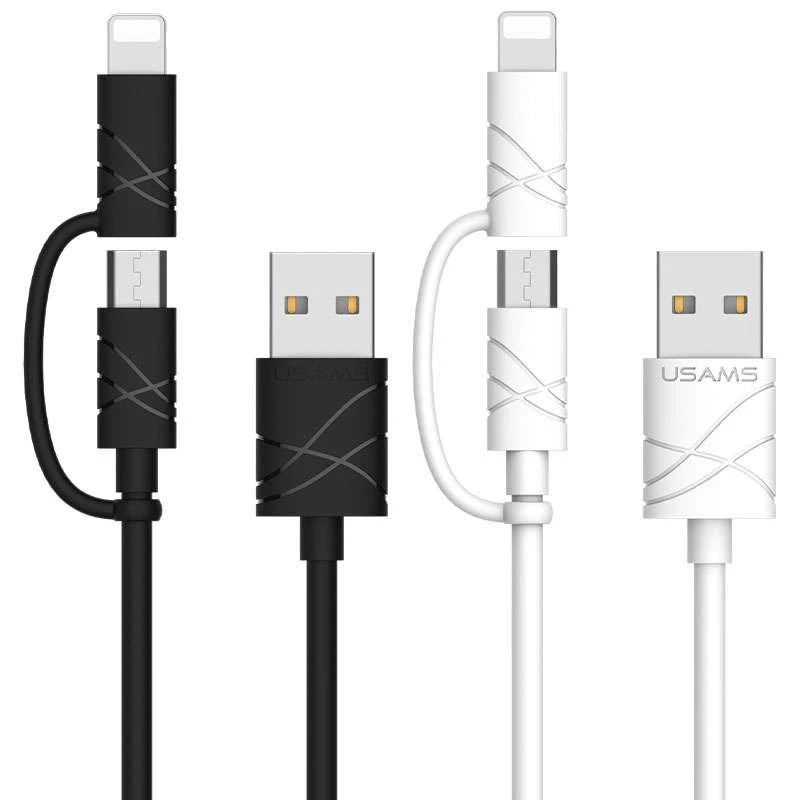 

Дата кабель Usams US-SJ077 2in1 U-Gee USB to MicroUSB + Lightning (1m)
